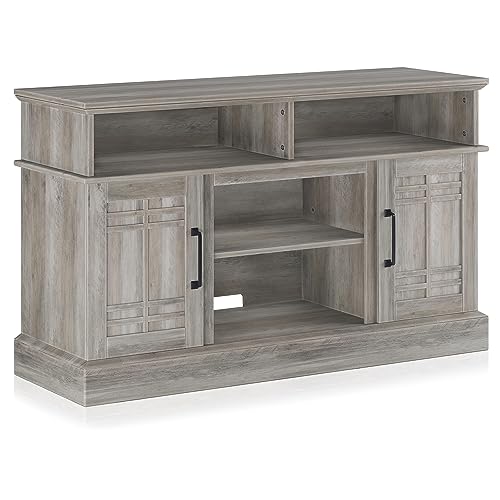 BELLEZE Modern 48" Farmhouse Wood TV Stand & Media Entertainment Center Console Table for TVs up to 50 Inch with Open Storage Shelves & Cabinets - Norrell (Gray Wash) Grey Wash