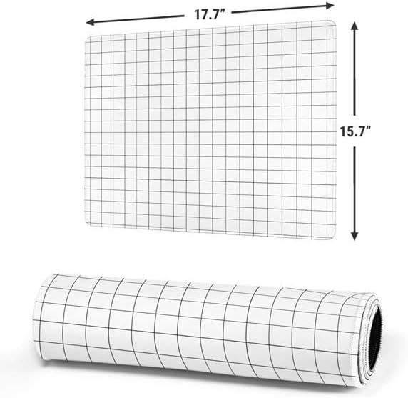 Skinit Medium Gaming Mouse Pad - White Grid Design with Stitched Edges, Waterproof, Non-Slip Rubber Base, Desk Mat for Keyboard & Mouse, 17.7" x 15.75" inches