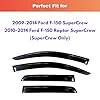 KPY Rain Guards Fit for 2009-2014 Ford F150 SuperCrew, Out-Channel Window Visors Vent Wind Deflectors 4PC, Truck Accessories for 2010-2014 Ford F-150 Raptor Crew Cab (Full-Size Cabs Only) #1
