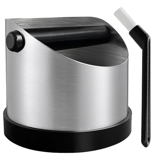 Dhnvcud Stainless Steel Coffee Knock Box with Brush, Non-Slip Base & Removable Bar - Essential Espresso Accessory for Baristas
