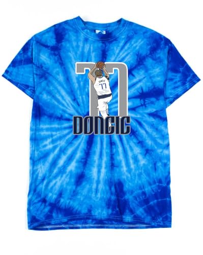 TIE-DYE Luka Doncic 77 Dallas Shirt T-Shirt Adult Large Blue