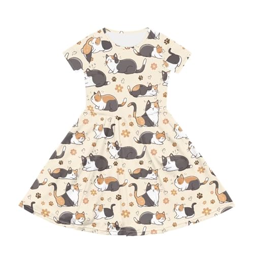 Image of Short Sleeve Dress for Girls with Pockets Cute Toddler Girl Clothes Summer 2-12