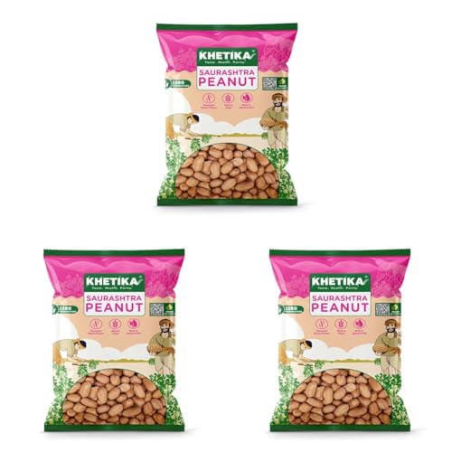 Image of Khetika Peanuts | 500g | Origin Saurashtra,Ground Nut Raw, Fit For Fasting, Raw Peanuts 500g, Moongfali, Unpolished, Rich in Protien & Fiber, Naturale (Pallilu) (Pack of 3)