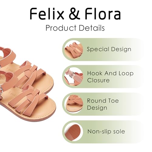 Image of Felix & Flora Toddler Girl Sandals - Little Girl Easter Dress Shoes Lightweight Open Toe Beach Holiday Flats