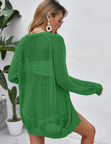 Image of Women Crochet Lightweight Cardigan Cover Up Open Front Long Sleeve Summer Cardigans