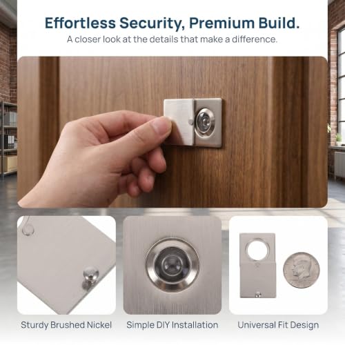 Healeved Tapa de Privacidad para Mirilla de Puerta Delantera, Ligera, de Cobre, Kit de Visor con Amplia Compatibilidad para Hotel y Seguridad en el Hogar, Plata miniatura 3
