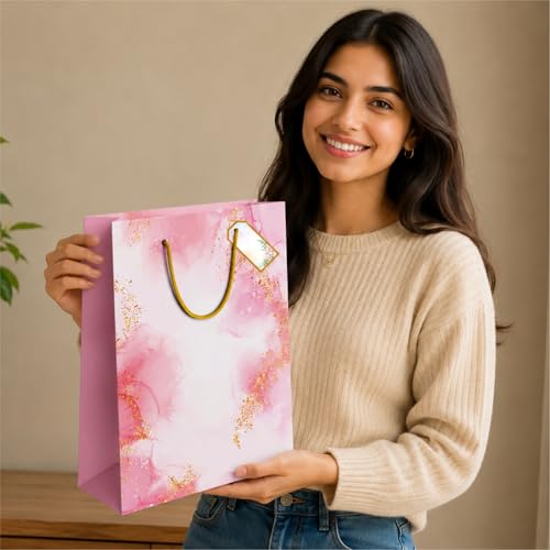Image of Gift bags - Paper Bags for Gifting - Pack of 10 - Return Gift Bags for Birthday, Christmas, Wedding & Baby Shower - 9 L x 12 H x 3.5 W Inch