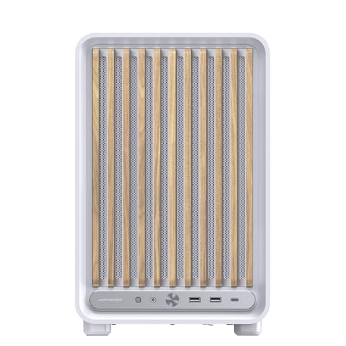 Image of JONSBO D33 Wood White Micro ATX PC Case,High Airflow MATX case with Tempered Glass Panel,9 Fan Positions,High Compatibility,Supports MATX BTF MB, 435mm GPU /360AIO /172mm Air Cooler,ATX /SFX PSU,Wood