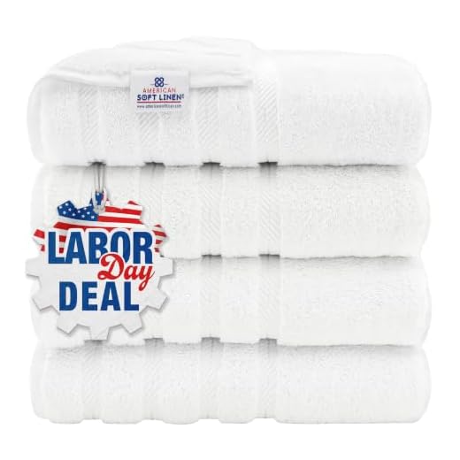 American Soft Linen Luxury 4 Piece Bath Towel Set, 100% Turkish Cotton Bath Towels for Bathroom, 27x54 in Extra Large Bath Towels 4-Pack, Bathroom Shower Towels, White Bath Towels