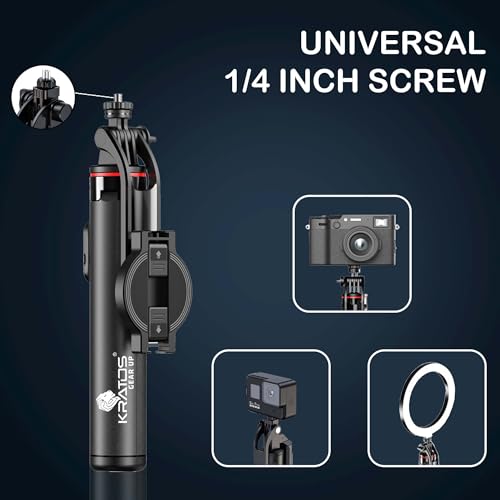 Image of Kratos Magnetic Tripod Stand Reinforced 53 inch / 135 CM Long Magsafe Tripod Stand, 360 Rotation, Bluetooth Remote for Selfie, Vlogging, Travel & Compatible with iPhone, Smartphones, Gopro, Ringlight