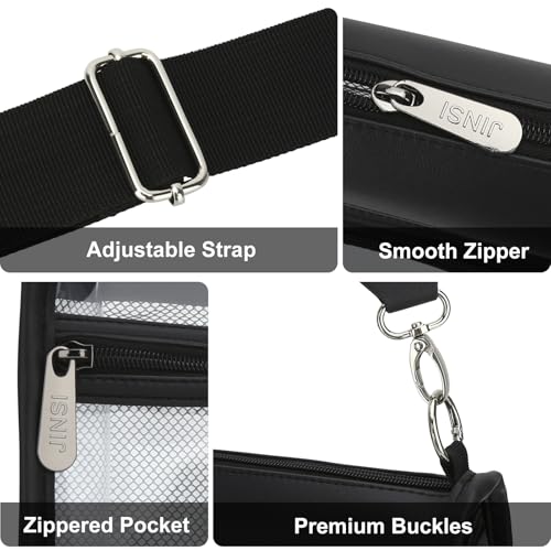 Image of Clear Crossbody Bags for Women, Stadium Approved Clear Purse for Concert Sports, Transparent Shoulder Handbags With Water-Resistant PVC Plastic Material with Wide Strap, Black