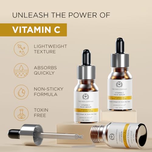 Image of The Man Company 40% Vitamin C Face Serum With Hyaluronic Acid | Boosts Collagen | Glowing & Brightening Skin | Soft, Smooth & Supple | All Skin Types - 10ml | Valentine gift Set for boyfriend