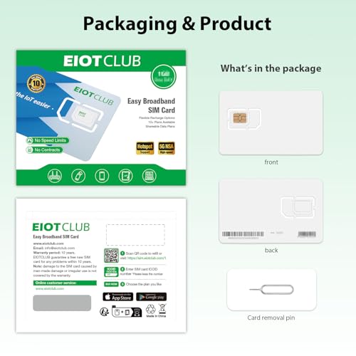 EIOTCLUB Data Only SIM Card for Europe 30+ Countries, 1GB/30Days, 5G/4G LTE, No Contracts, Pay As You Go, 3-in-1 Data Sim ideal for Mobile WiFi Hotspot, Router, Tablets, iPad - Image 8