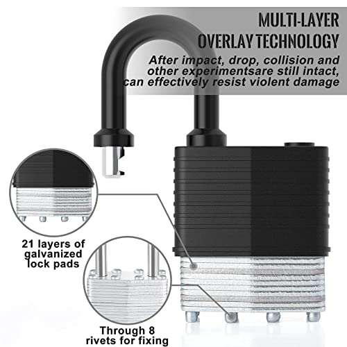 Padlock With Key, [2 Pack] [4 Keys] Diyife Padlock Waterproof Lock Key Padlocks 40Mm Heavy Duty Padlocks Anticut For School,Gym Locker, Garage, Fence, Shed, Yard,Cabinet,Toolbox,Outdoor & Indoor Use #TOP2