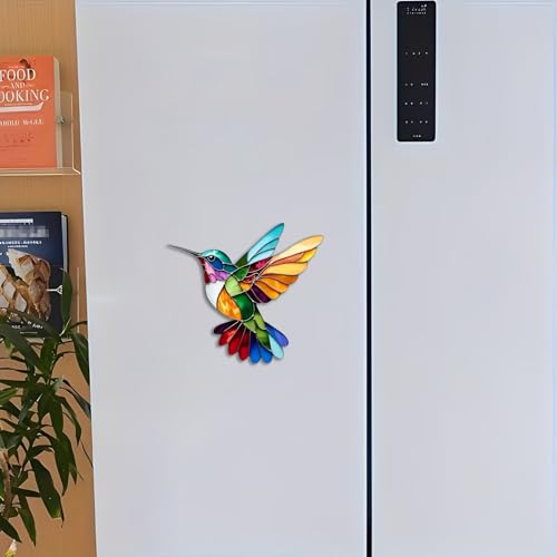 Imán de colibrí estilo vidriera acrílico miniatura 4