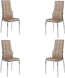 MOMMA HOME Set de 4 Sillas - Modelo Cami - Color Capuccino/Plata - Material Ecopiel/Metal Cromado - Medidas 46 x 54 x 101 cm