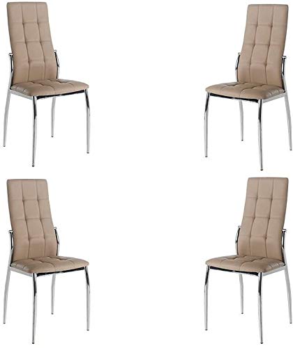 Momma Home Set De 4 Sillas - Modelo Cami - Color Capuccino Plata - Material Ecopiel Metal Cromado - Medidas 46 X 54 X 101 Cm Momma Home Set De 4 Sillas - Modelo Cami - Color Capuccino Plata - Material Ecopiel Metal Cromado - Medidas 46 X 54 X 101 Cm