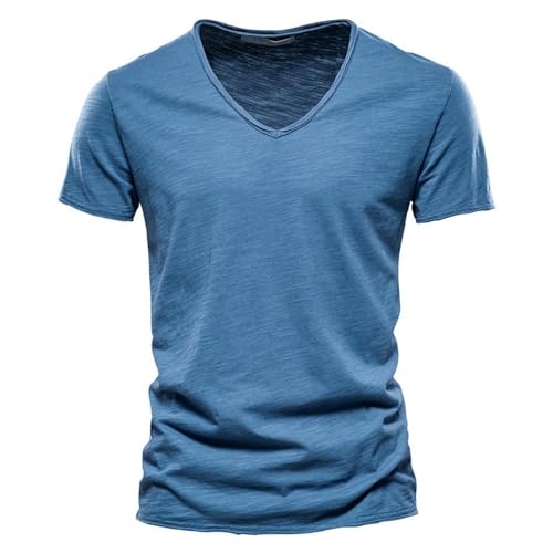 T-shirt col en V homme F037 blanc anti-transpiration manches courtes été L - 8
