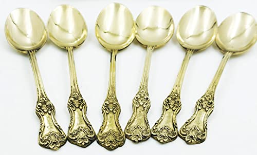 Image of Pure Brass Dessert Spoon -7 inch, Set of 6, from Indian Elements for Home, Kitchen, Restaurant Use