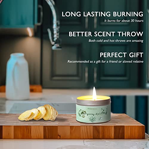 Eucalyptus & Ginger Candles For Home Scented, All Natural Soy Candles, Eucalyptus Essential Oil Candles Stress Relief, Hand-Poured Aromatherapy Candles For Relaxation, Organic Soy Wax Tin Candle 6Oz #TOP6