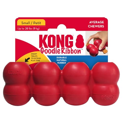 KONG Goodie Ribbon - Befüllbares Hundespielzeug aus Naturkautschuk - Kauspielzeug in Knochenform - Für Kleine Hunde