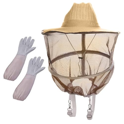 Sombrero de velo de apicultor portátil y guantes de algodón para la cosecha de miel