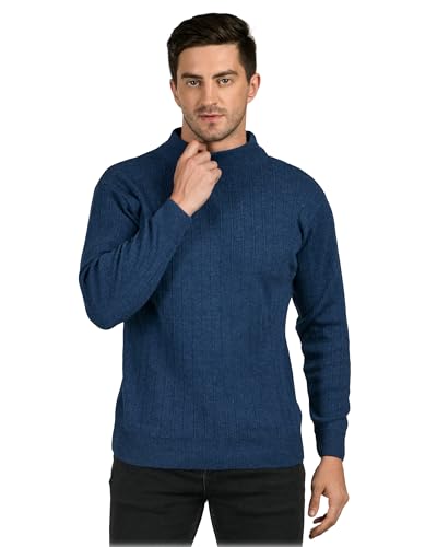 Image of Men Woolen Round Neck Solid Striped Design Pullover Heavy Rainbow Fabric Winter Wear Pure Wool Cardigan for Men Fully Warm Pullover Free Sizes