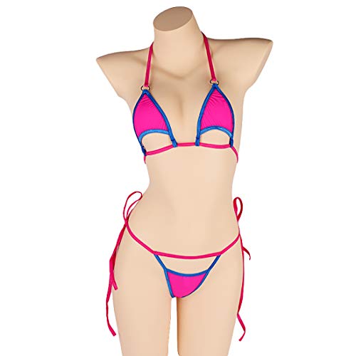 Mini Bikini Sexy 2 pièces pour Femme - Maillot de Bain Dos Nu - Micro Lingerie à Nouer, 01 - Noir, Taille Unique – vue 3