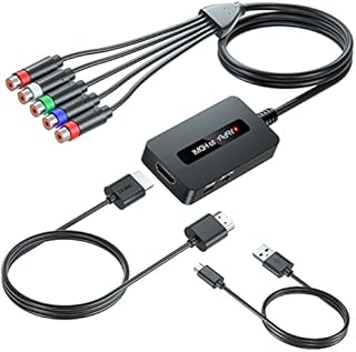 Female Component to HDMI Converter Cable with HDMI and Component Cables for PS2/ NGC/ Wii/ Xbox with Male Component, 1080P RGB YPbPr to HDMI Converter, Component in HDMI Out Adapter…