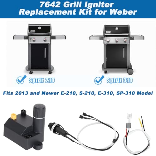 Image of SafBbcue 7642 Grill Igniter Replacement Igniter Kit for Weber Spirit Gas Grills with Front Controls - Fits 2013 and Newer E-210, S-210, E-310, SP-310 Models