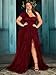 Women's Plus Size Wedding Guest Long Dress One Shoulder Summer Maxi Elegant Evening Party Cocktail Gown for Bridesmaid Prom Wine red 1XL