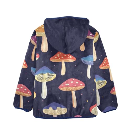Magic Mushroom Girls Fleece Jacket Girls Fall Jacket Girls Zip Up Hoodie Girls Sherpa Jacket 2-10T2