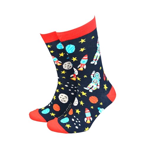Smiling Faces MAKING SMILES SINCE 2001 Sock Therapy Bamboo Socks For Men - Fun, Novelty Socks - Space socks