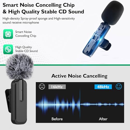Microphone Lavalier sans fil double pour iPhone Android et caméras numériques