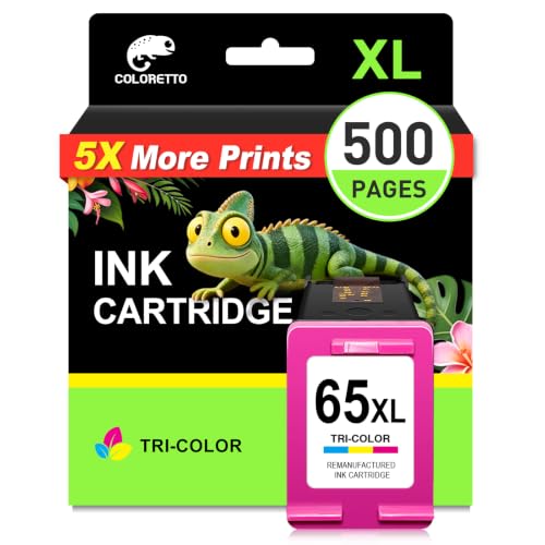 COLORETTO 65XL Color Ink Cartridge for HP 65 Color Ink 65XL 5055 3755