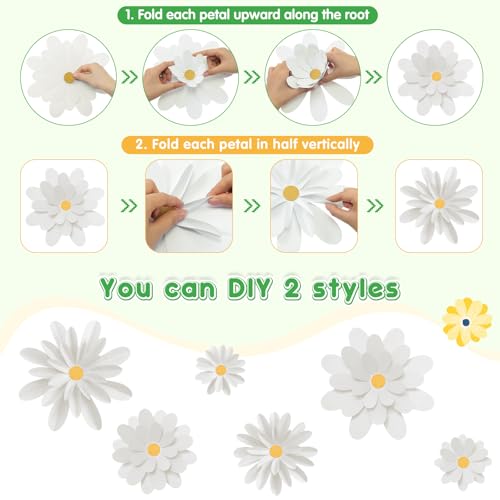 Image of MotiMind 18 Pcs Paper Flowers Bulletin Board Decorations DIY 3D Paper Floral for Wall Classroom Back to School Birthday Party Flower Backdrop Decoration Photo Backdrop(White Color,6 inch 8 inch 10 inch)