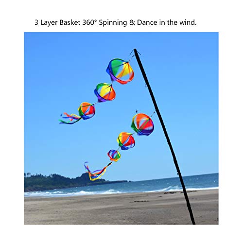 Hannier Windsocks Spinners Outdoor Hanging Wind Sock Twister Spiral Kite Tail Decorative Windsock Basket Fall Heavy Duty For Yard Garden Campsite Decorations (Rainbow) #TOP3