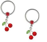 Body Accentz® Nipple Ring Sweet Cherries Captive Bead Body Jewelry Pair 14 Gauge ...