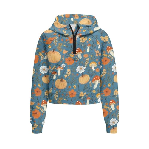 ZFRXIGN Half Zip Hoodie for Kids Size 5-14 Cropped Hoodie Crop Workout Jacket Crop Tops