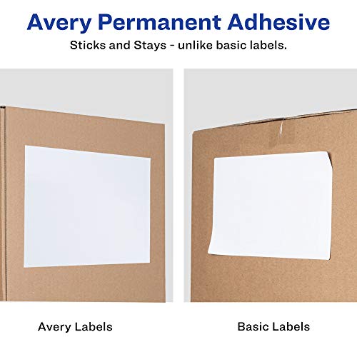 Image of Avery Half-Sheet Printable Shipping Labels, 5.5 inch x 8.5 inch Customizable Stickers, White, 200 Blank Mailing Labels, Great for Mailing, Shipping, Organizing, and More (8426)