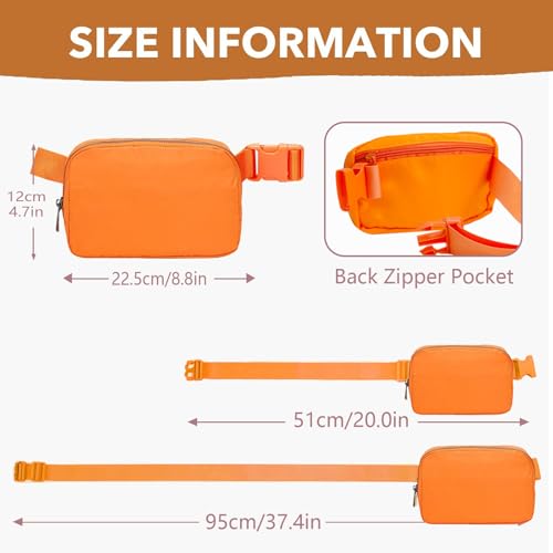 JENCVNL Bauchtasche Damen Gürteltasche Herren, Nylon Hüfttaschen Mode Brustbeutel Umhängetasche Crossbody Bag mit verstellbarem Riemen für Laufen Wandern Training Reisen (Orange)