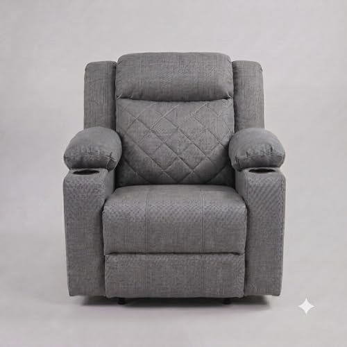 Image of Amazon Brand - Solimo Cosmo | Single Seater Sofa Recliner | Manual Recliner (Velvet Grey) | 1 Year Warranty