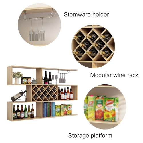 Soporte para Botellas de Vino de Madera, Montaje de Pared 160x23x97.5 cm miniatura 6