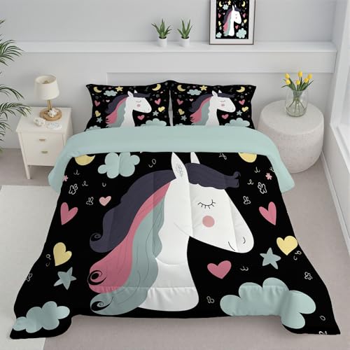 Couette 260x230 cm imprimée poney edredon réversible léger 4 saisons lit double