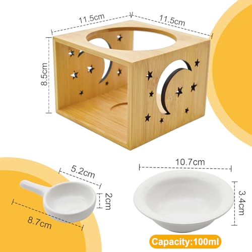 Yiomxhi Duftlampe für Ätherische Öle, Bambus Keramik Duftöl Lampe Aromalampe Teelicht mit Teelichthalter, Duftöle Stövchen Diffuser für Yoga, Meditation, Wohnkultur, Wohnzimmer