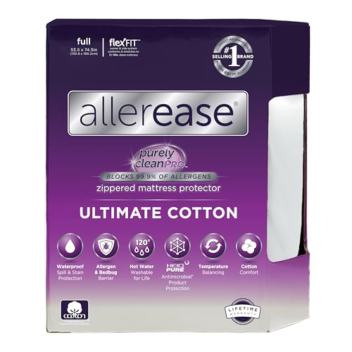 AllerEase Ultimate Allergy Protection and Comfort Zippered Mattress Protector, Full