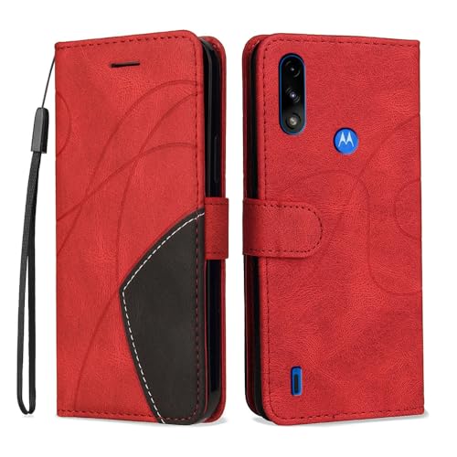 Compatible con Motorola Moto E7i Power/E7 Power - Funda Delgada 2 Tonos con Cuero Suave Tacto y TPU, Ranuras para Tarjetas