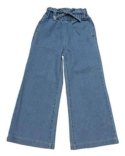 Girls' Bell Bottom Jeans with Drawstring Wide Leg Denim Pants
