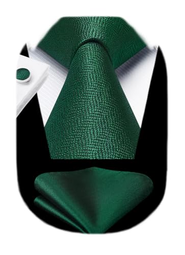 Image of HISDERN Mens Tie Set Classic Woven Ties and Pocket Square Cufflinks Set Formal Business Wedding Neckties Handkerchief