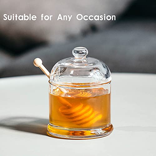 Rwaken Glass Honey Jar With Wooden Dipper And Glass Lid,Honey Pot Dispenser For Store Honey And Syru,10 Ounces #TOP4